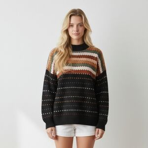 Vtg Clifton Place Knits Limited XL Women's Sweater w/Multicolor Geo Print EUC